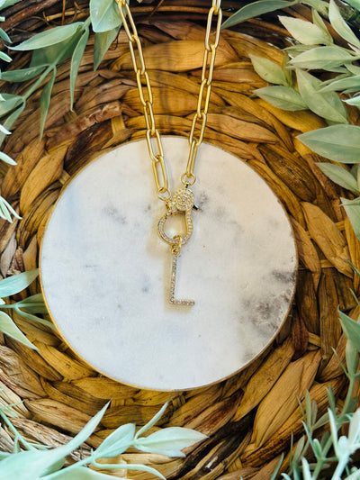 Gold Lobster Claw Initial Necklace • L-Tracy Zelenuk-Shop Anchored Bliss Women's Boutique Clothing Store