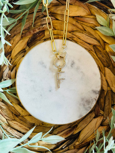 Gold Lobster Claw Initial Necklace • F-Tracy Zelenuk-Shop Anchored Bliss Women's Boutique Clothing Store