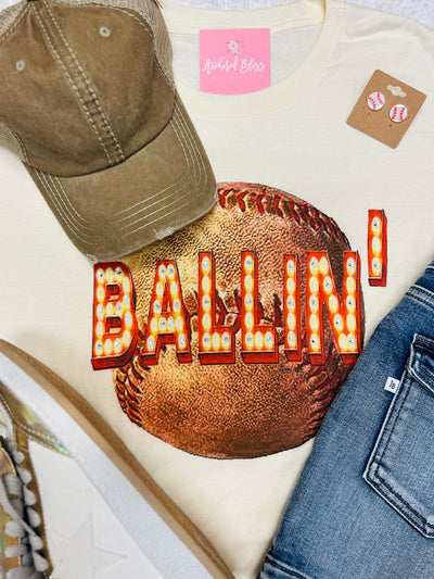 Ballin' Baseball Graphic Tee-DMC-Shop Anchored Bliss Women's Boutique Clothing Store