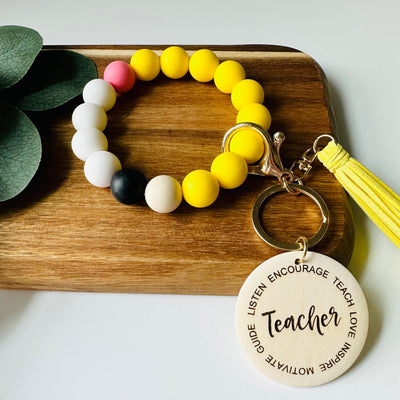 Teacher Attributes Silicone Beaded Wristlet Keychain-Brittany Carl-Shop Anchored Bliss Women's Boutique Clothing Store