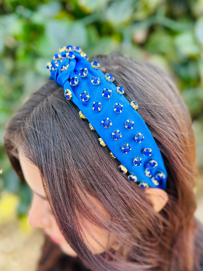 Wander Off Rhinestone Embellished Headband • Royal Blue-DMC-Royal Blue-Shop Anchored Bliss Women's Boutique Clothing Store