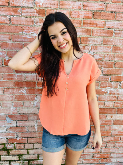 Found Your Way Button Up Top • Orange-Blu Pepper-Shop Anchored Bliss Women's Boutique Clothing Store
