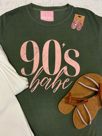 90's Babe Graphic Tee • Green-Harps & Oli-Shop Anchored Bliss Women's Boutique Clothing Store