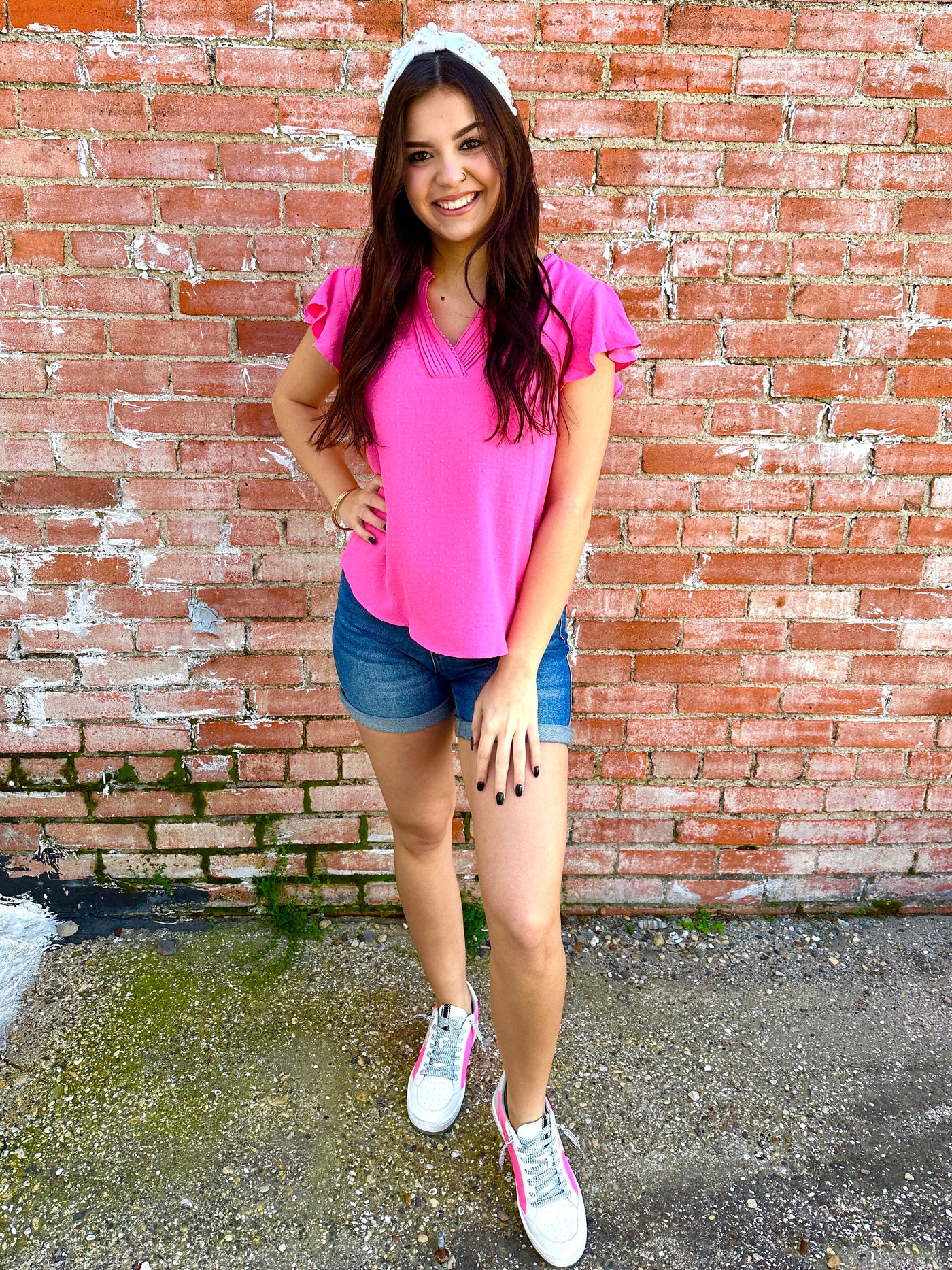 Happiest With You V-Neck Top • Pink-Blu Pepper-Shop Anchored Bliss Women's Boutique Clothing Store