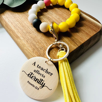 Teacher Bible Verse Silicone Beaded Wristlet Keychain-Brittany Carl-Shop Anchored Bliss Women's Boutique Clothing Store