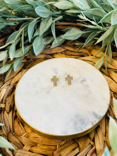 Carrie Cross Stud Earrings-DMC-Shop Anchored Bliss Women's Boutique Clothing Store