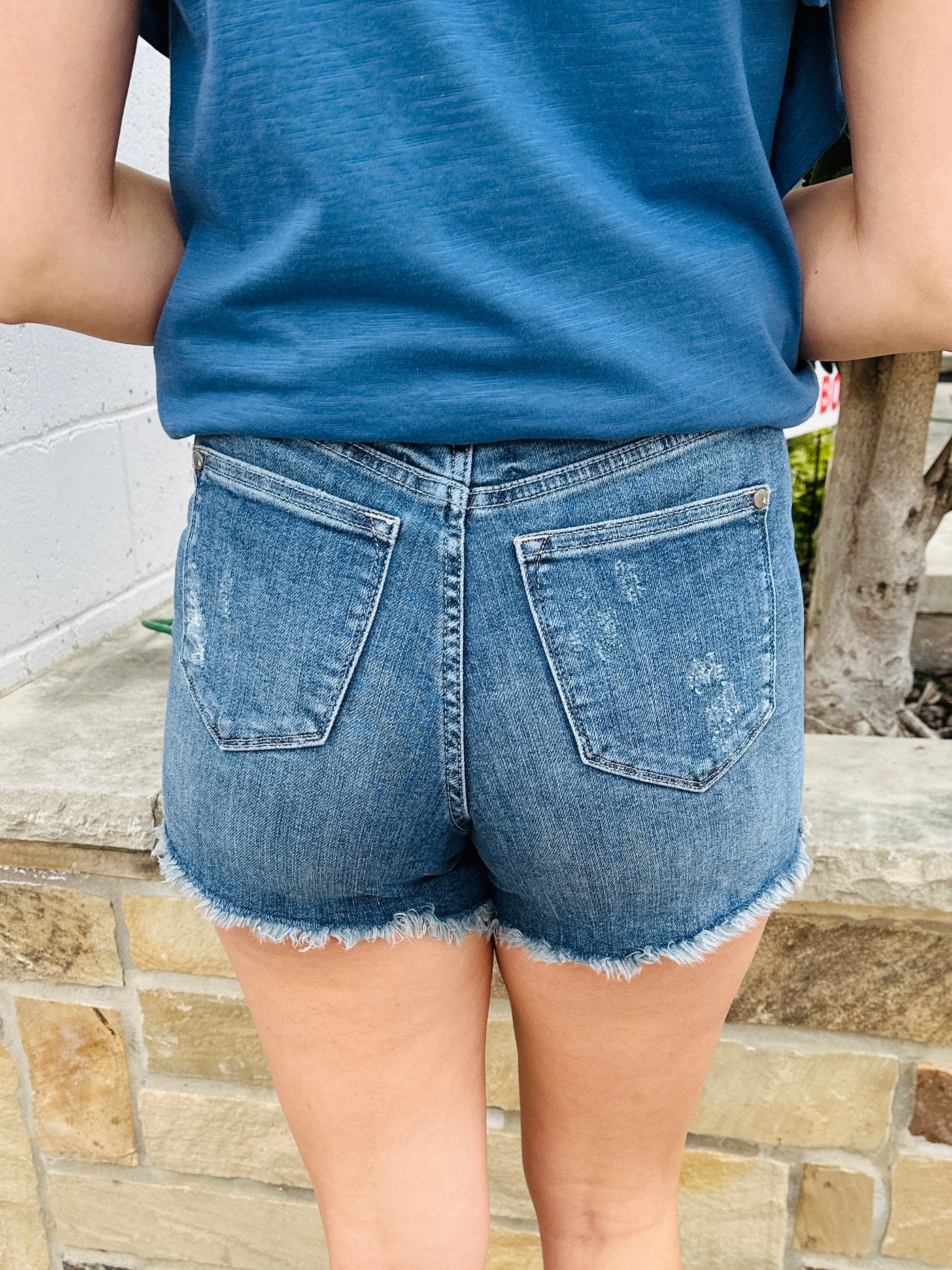 Judy Blue Never Stop Trying Tummy Control Fray Hem Shorts-Judy Blue-Shop Anchored Bliss Women's Boutique Clothing Store