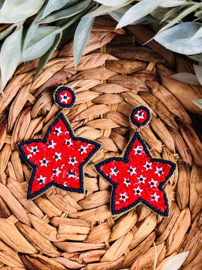 Katherine Beaded Star Earrings-DMC-Shop Anchored Bliss Women's Boutique Clothing Store