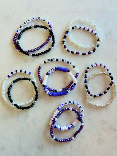 Whitt Wolves Beaded Bracelets •Purple/White/Black-Stacey Kluttz-Shop Anchored Bliss Women's Boutique Clothing Store