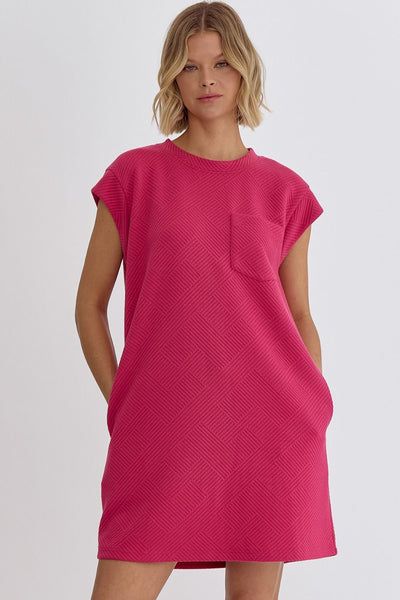 Now or Never Textured Dress • Fuchsia-Entro-Shop Anchored Bliss Women's Boutique Clothing Store