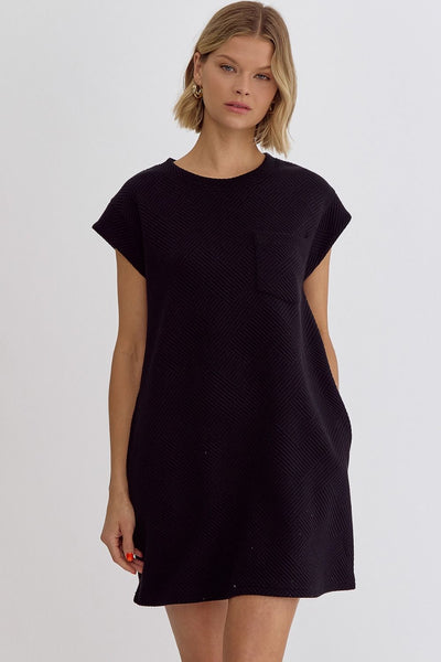 Now or Never Textured Dress • Black-Entro-Shop Anchored Bliss Women's Boutique Clothing Store