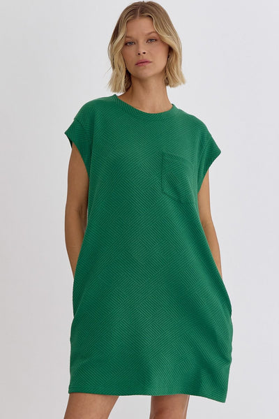 Now or Never Textured Dress • Green-Entro-Shop Anchored Bliss Women's Boutique Clothing Store