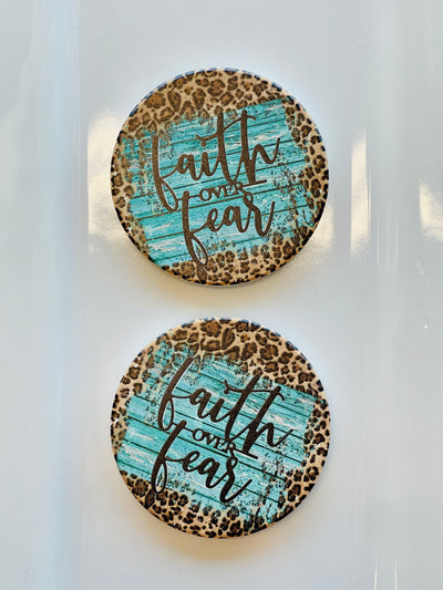 Faith Over Fear Car Coaster Set of 2-Tracy Zelenuk-Shop Anchored Bliss Women's Boutique Clothing Store