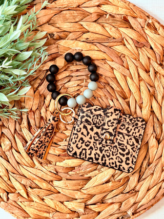 Leopard WonderLoop Wallet Set • Beaded Wristlet + Card Holder-Brittany Carl-Shop Anchored Bliss Women's Boutique Clothing Store