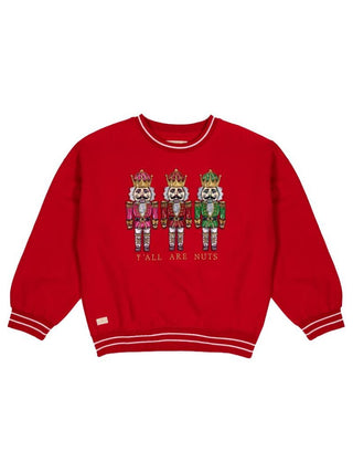Simply Southern Y'all Are Nuts Nutcracker Embroidered Sweatshirt-Simply Southern-Shop Anchored Bliss Women's Boutique Clothing Store