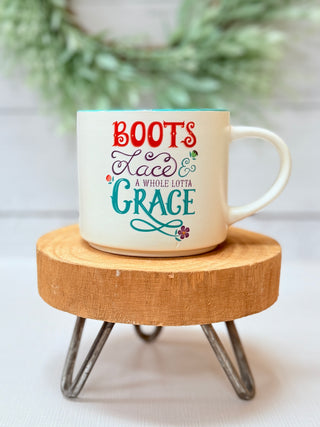 Boots Lace & A Whole Lotta Lace Coffee Mug-Brittany Carl-Shop Anchored Bliss Women's Boutique Clothing Store