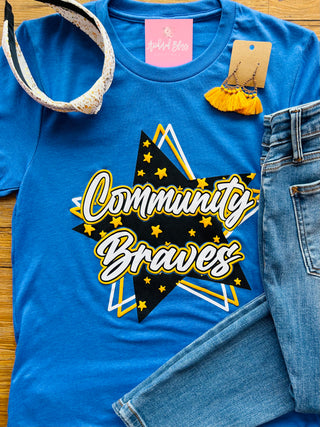 Community Braves Star Graphic Tee-Spirit To A Tee-Shop Anchored Bliss Women's Boutique Clothing Store