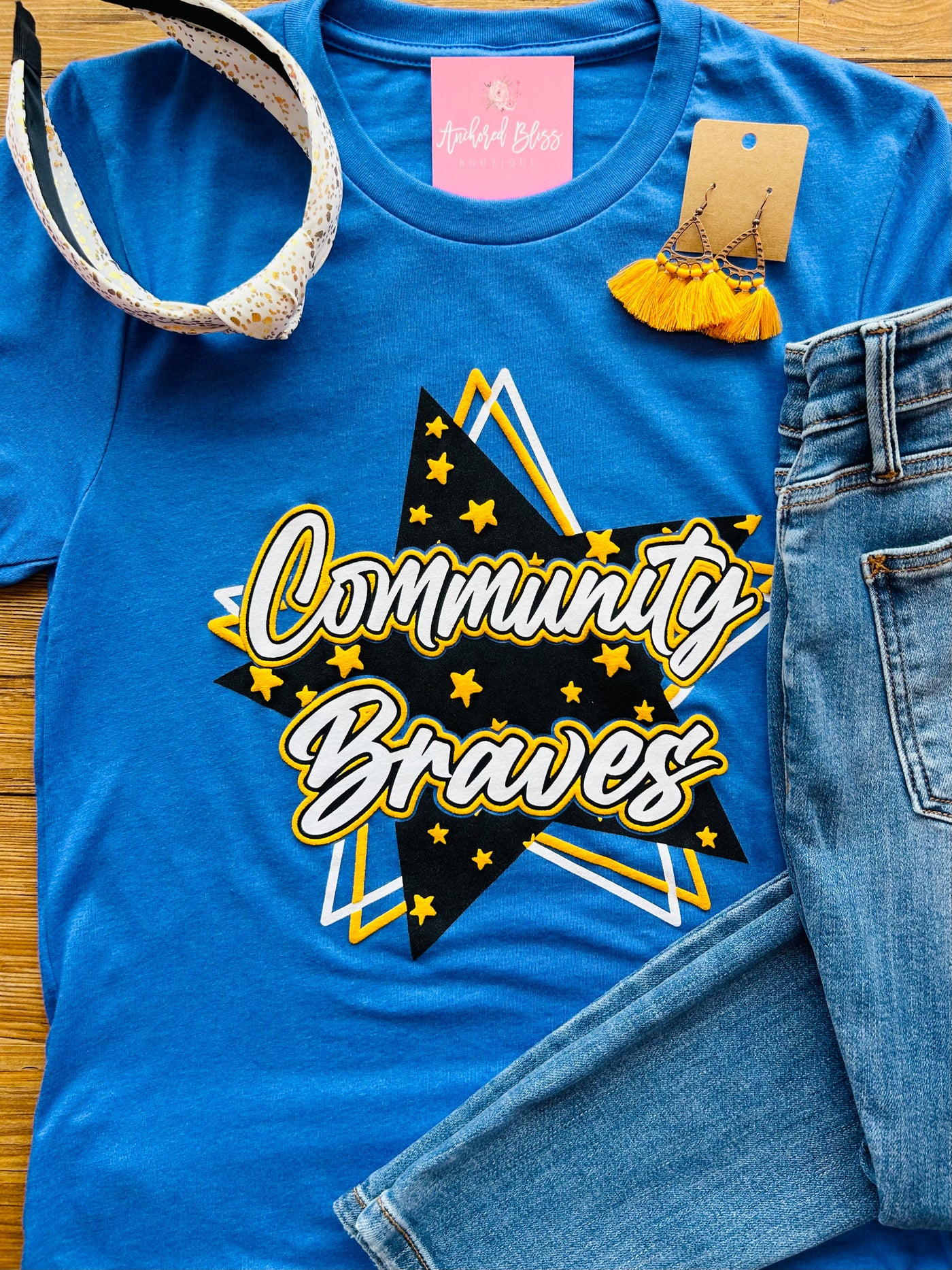 Community Braves Star Graphic Tee-Spirit To A Tee-Shop Anchored Bliss Women's Boutique Clothing Store