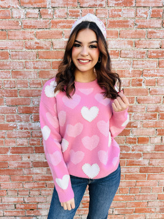 Pretty in Pink & Pearls Heart Sweater-Thomas and Co-Shop Anchored Bliss Women's Boutique Clothing Store