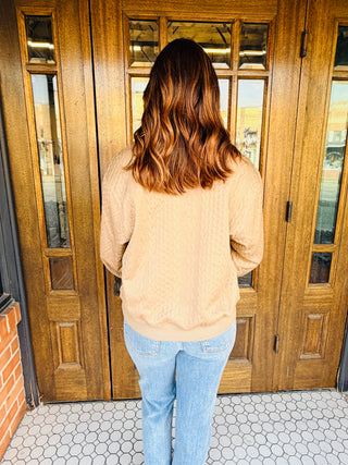 Get Me Some of That Faux Cable Knit Sweatshirt • Mocha-Umgee-Shop Anchored Bliss Women's Boutique Clothing Store