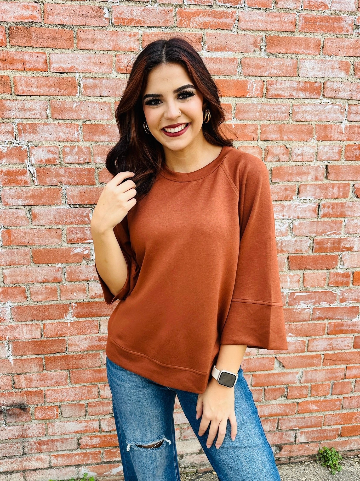 Make the Call Wide Sleeve Top • Camel-Umgee-Shop Anchored Bliss Women's Boutique Clothing Store