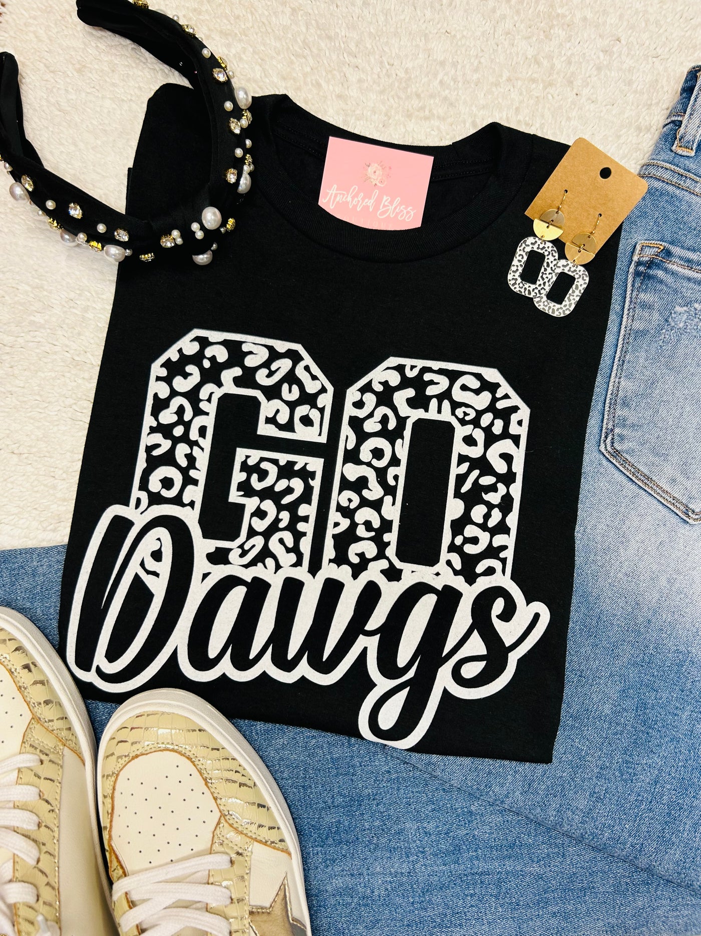 Go Dawgs Leopard Graphic Tee-Harps & Oli-Shop Anchored Bliss Women's Boutique Clothing Store