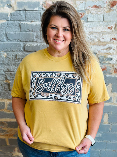 Bulldogs Leopard Framed Graphic Tee-Harps & Oli-Shop Anchored Bliss Women's Boutique Clothing Store