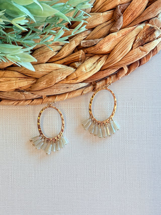 Sonya Oval Earrings • White & Gold-Carol Su-Shop Anchored Bliss Women's Boutique Clothing Store