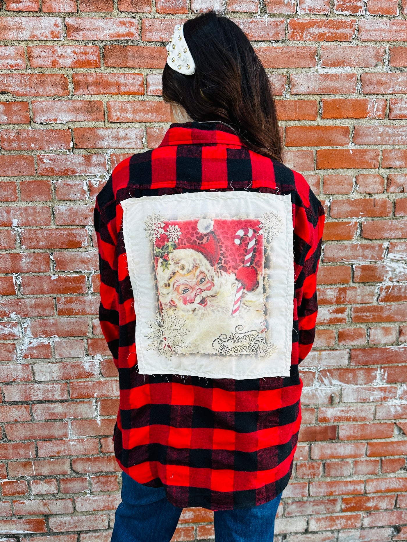 Vintage Santa Buffalo Plaid Flannel-Bling A Go Go-Shop Anchored Bliss Women's Boutique Clothing Store