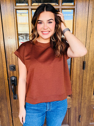You Already Know Scuba Dolman Top • Brown-Zenana-Shop Anchored Bliss Women's Boutique Clothing Store