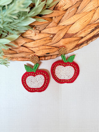 Red Apple Beaded Earrings-Stacey Kluttz-Shop Anchored Bliss Women's Boutique Clothing Store