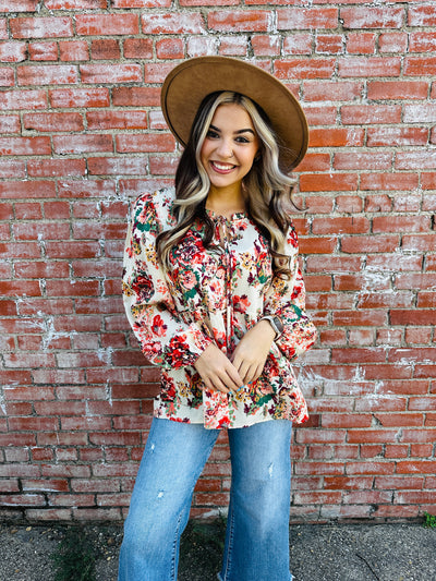 Wishing on Forever Floral Top • Cream-Bibi-Shop Anchored Bliss Women's Boutique Clothing Store