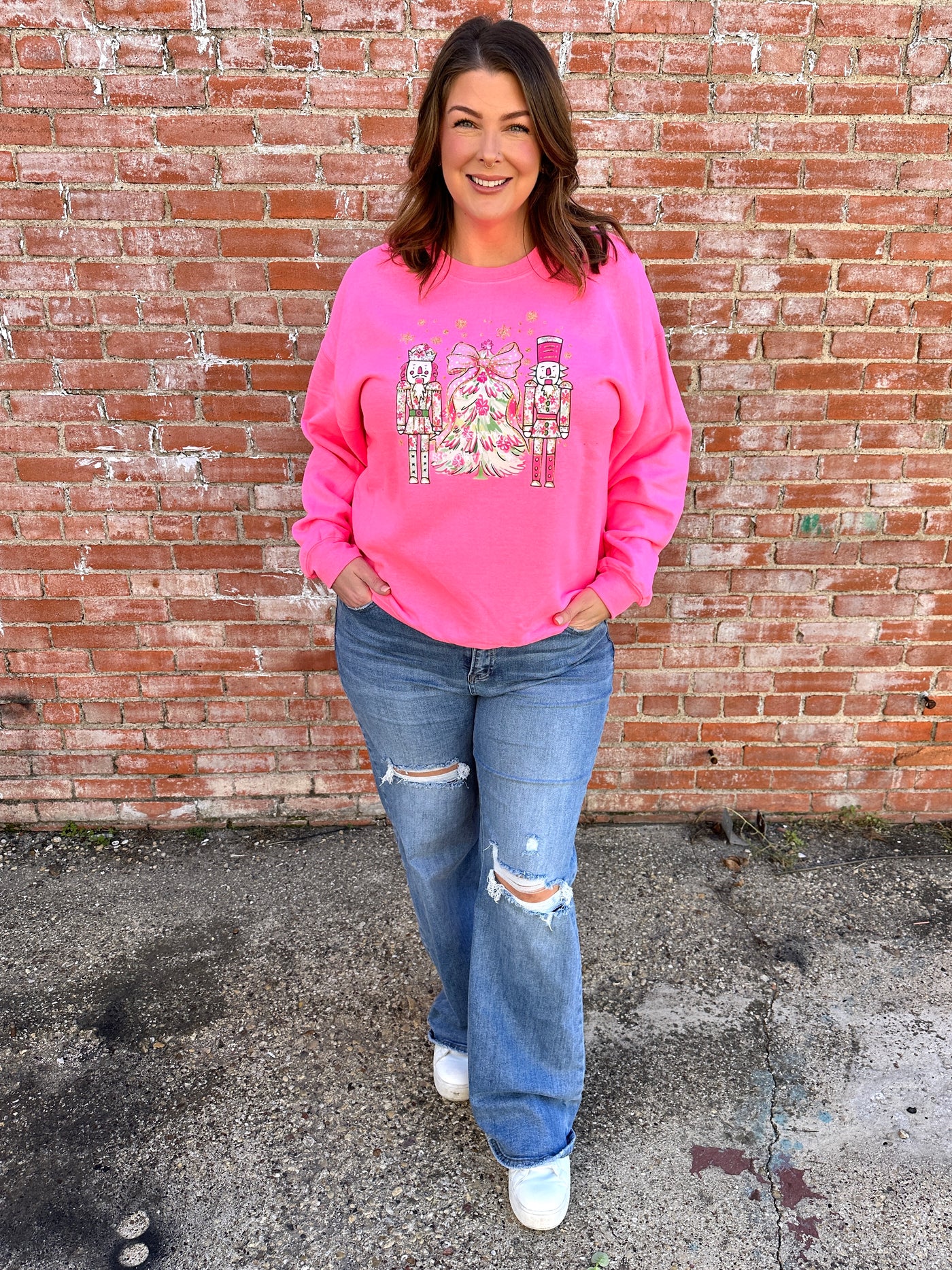 Perfectly Neon Pink Nutcracker Sweatshirt-Keep it Gypsy-Shop Anchored Bliss Women's Boutique Clothing Store