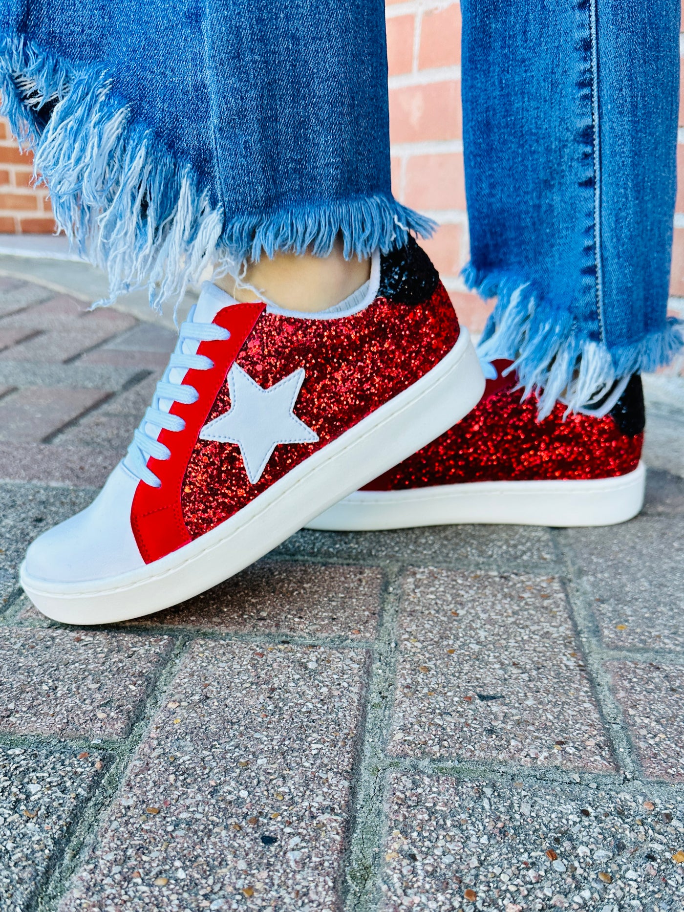 Game Day Spirit Sneakers• Red-Stacey Kluttz-Shop Anchored Bliss Women's Boutique Clothing Store