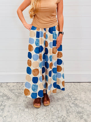 Confetti Chic Wide Leg Dot Pants • Blue-Stacey Kluttz-Shop Anchored Bliss Women's Boutique Clothing Store