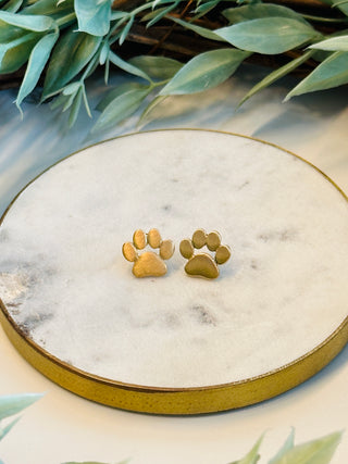 Matte Gold Paw Stud Earrings-DMC-Shop Anchored Bliss Women's Boutique Clothing Store