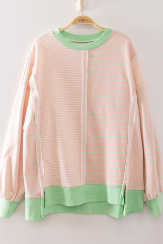 Happy Looks Good On You Striped Pullover Top • Pink-Very J-Shop Anchored Bliss Women's Boutique Clothing Store