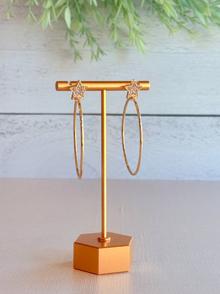 Lizzie Star Studded Hoop Earrings • Gold-DMC-Shop Anchored Bliss Women's Boutique Clothing Store