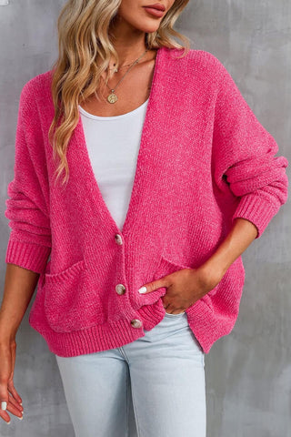 Pre-Order Pink Button Up Cardigan Sweater-Thomas and Co-Shop Anchored Bliss Women's Boutique Clothing Store