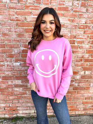 Make Me Happy Sweatshirt • Pink-Zenana-Shop Anchored Bliss Women's Boutique Clothing Store