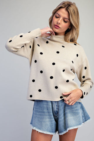 Spotted Looking Cute Mock Neck Sweater-EESome-Shop Anchored Bliss Women's Boutique Clothing Store