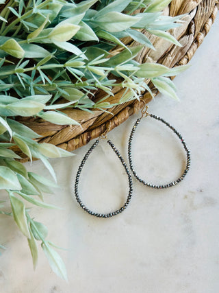 Addyson Beaded Teardrop Earrings • Gunmetal-DMC-Shop Anchored Bliss Women's Boutique Clothing Store