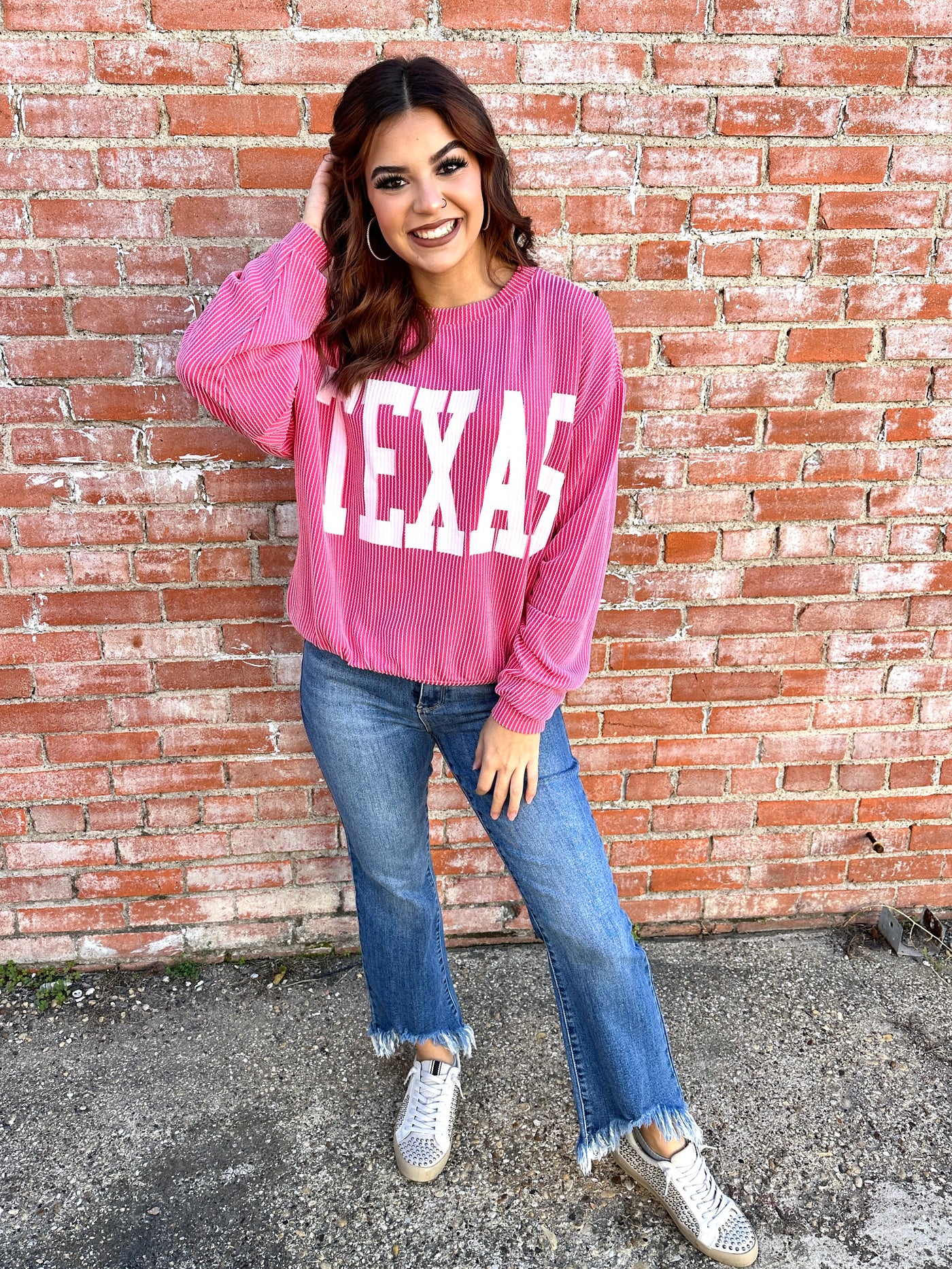 Texas Has My Heart Corded Top • Pink-Sweet Generis-Shop Anchored Bliss Women's Boutique Clothing Store