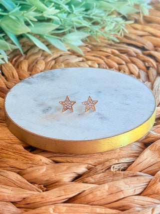 Becki Rhinestone Star Earrings • Gold-Carol Su-Shop Anchored Bliss Women's Boutique Clothing Store