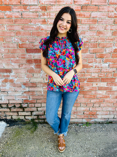 Carried Away Floral Print Top • Multi Color-Tracy Zelenuk-Shop Anchored Bliss Women's Boutique Clothing Store