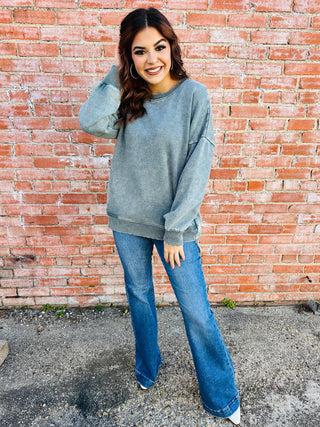 Coziest By Your Side Acid Washed Pullover • Ash Jade-Zenana-Shop Anchored Bliss Women's Boutique Clothing Store