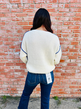 Ready to Go Game Day Oversized Sweater • Blue-Stacey Kluttz-Shop Anchored Bliss Women's Boutique Clothing Store