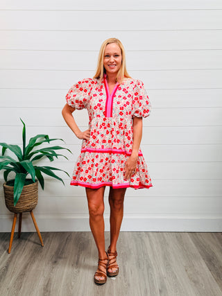 Going Places Floral V-Neck Mini Dress-Entro-Shop Anchored Bliss Women's Boutique Clothing Store