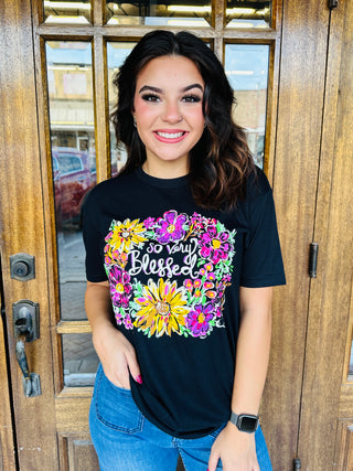 So Very Blessed Hand Drawn Graphic Tee-Texas True Threads-Shop Anchored Bliss Women's Boutique Clothing Store