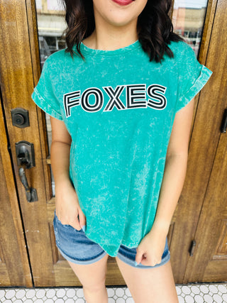 Foxes Retro Mineral Washed Graphic Tee-Harps & Oli-Shop Anchored Bliss Women's Boutique Clothing Store